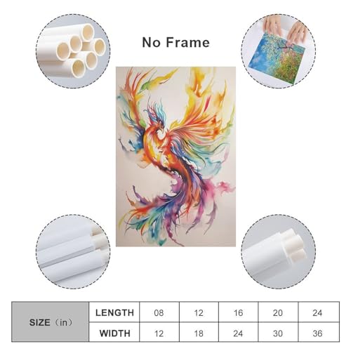 Phoenix Rising Fire Bird Animal Aesthetic Poster Canvas Wall Art for Bedroom Living Room
Phoenix Rising Fire Bird Animal