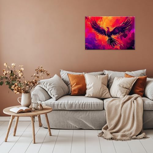 Rising Phoenix Wall Art for Bedroom and Office Modern Home Decor Artwork-3, 12"x18" Ready to Hang