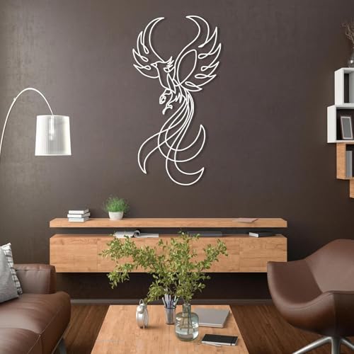Phoenix Metal Wall Decor for Living Room (Black, 24"x13"|62x32cm)
| Mythical Phoenix Wall Art Living Room Decor (Black,
