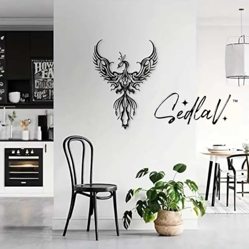 SEDLAV Metal Phoenix Indoor Office and Living Room Hanging Wall Art - Modern Iron Sculpture for Stylish Home Décor - 24