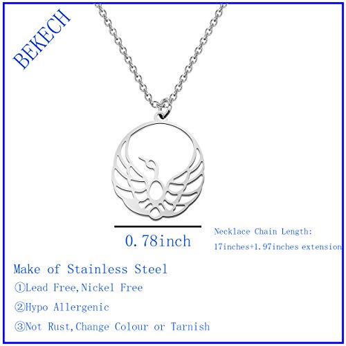 BEKECH Phoenix Pendant Necklace for Women: Fire Bird Charms for New Beginnings