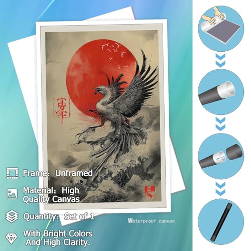 Funky Asian Japanese Phoenix Wall Art for Living Room Wall Decor
| Oriental Mythical Beast Phoenix Canvas Posters Black