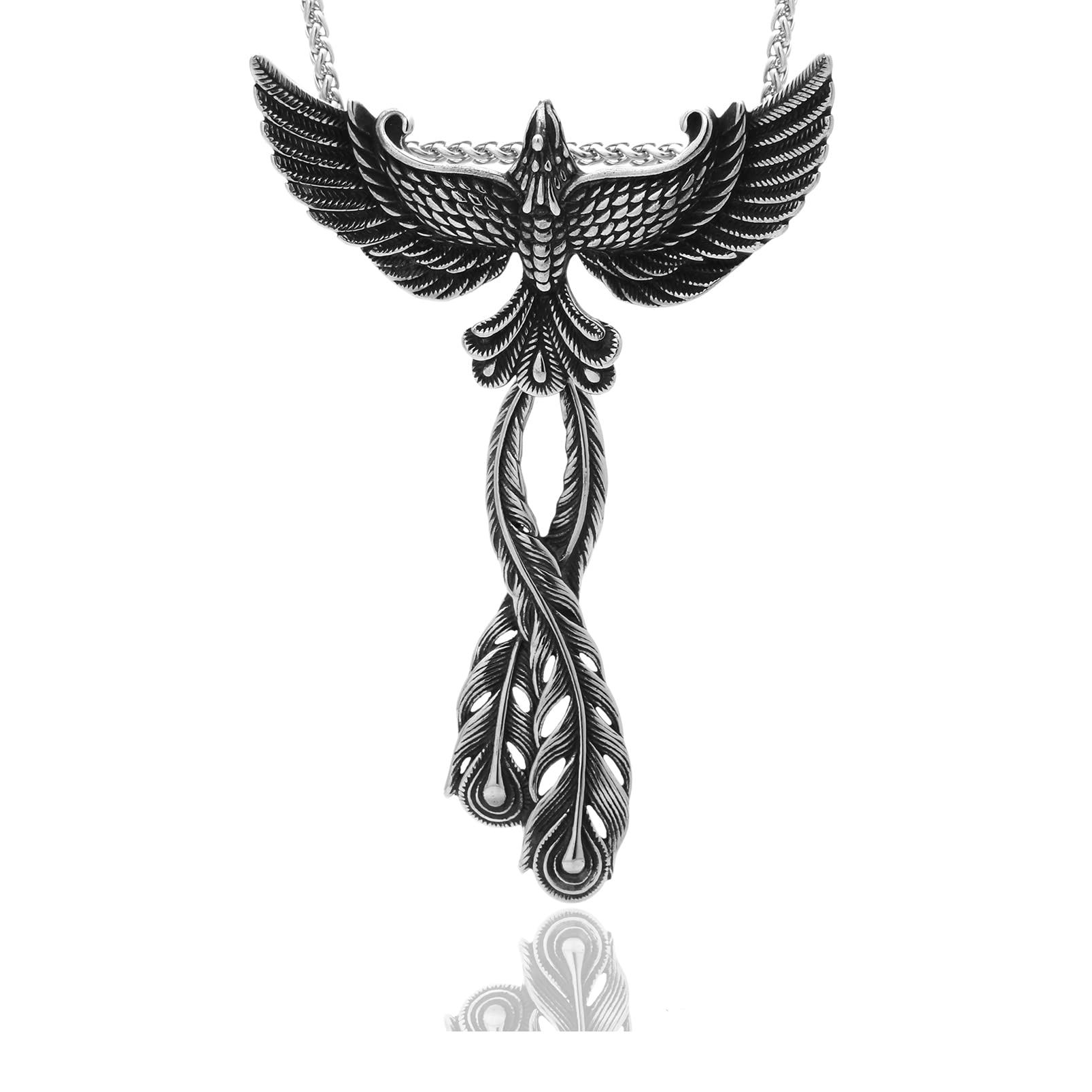 PEAS Punk Jewelry Stainless Steel Phoenix Pendant Cool Necklace for Hip Hop Fans