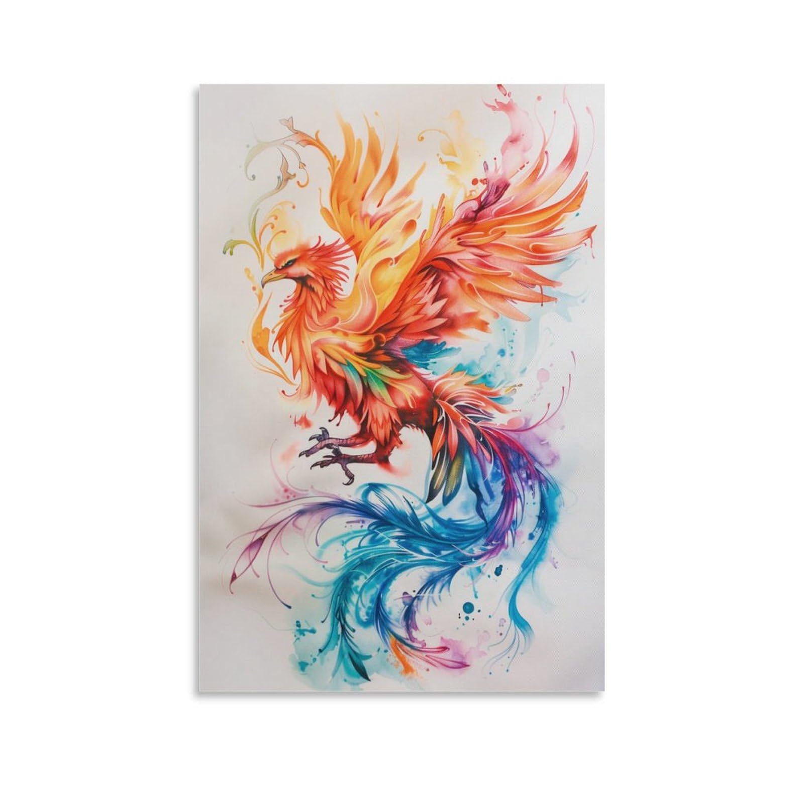 Watercolor Fantasy Aesthetic Phoenix Wall Art Prints for Bedroom Living Room Mens 12x18inch Frames Unframed