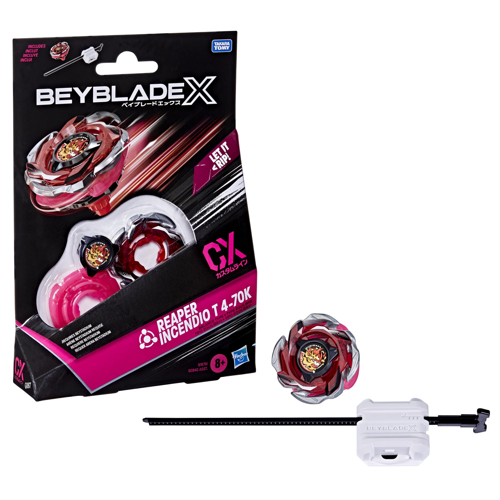 BEYBLADE X Reaper Incendio T 4-70K CX Starter Pack Set for Boys and Girls 8+, Balance Type Top and Launcher; Authentic T