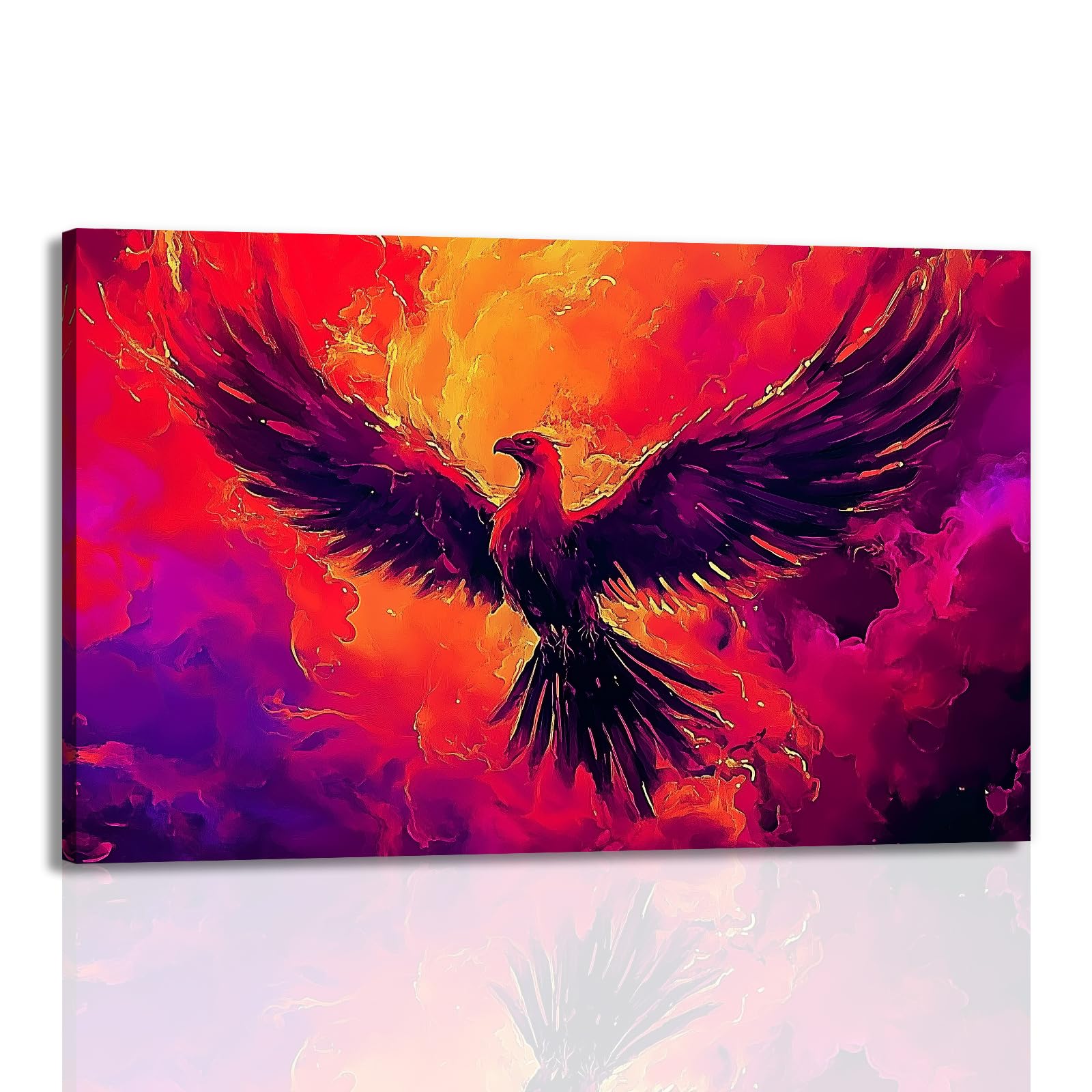 Rising Phoenix Wall Art for Bedroom and Office Modern Home Decor Artwork-3, 12"x18" Ready to Hang