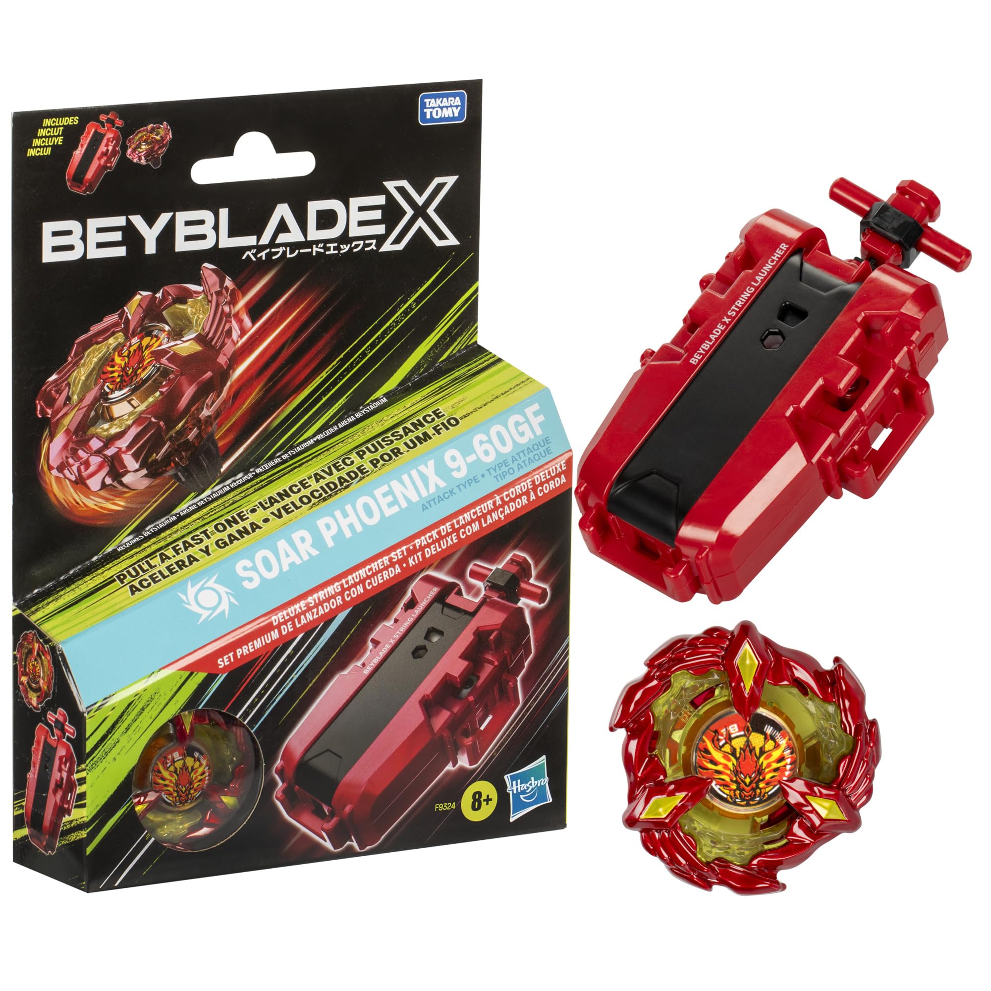 BEYBLADE X Soar Phoenix 9-60GF Deluxe String Launcher Set Great Gift for 8 Year Old Boys and Girls
