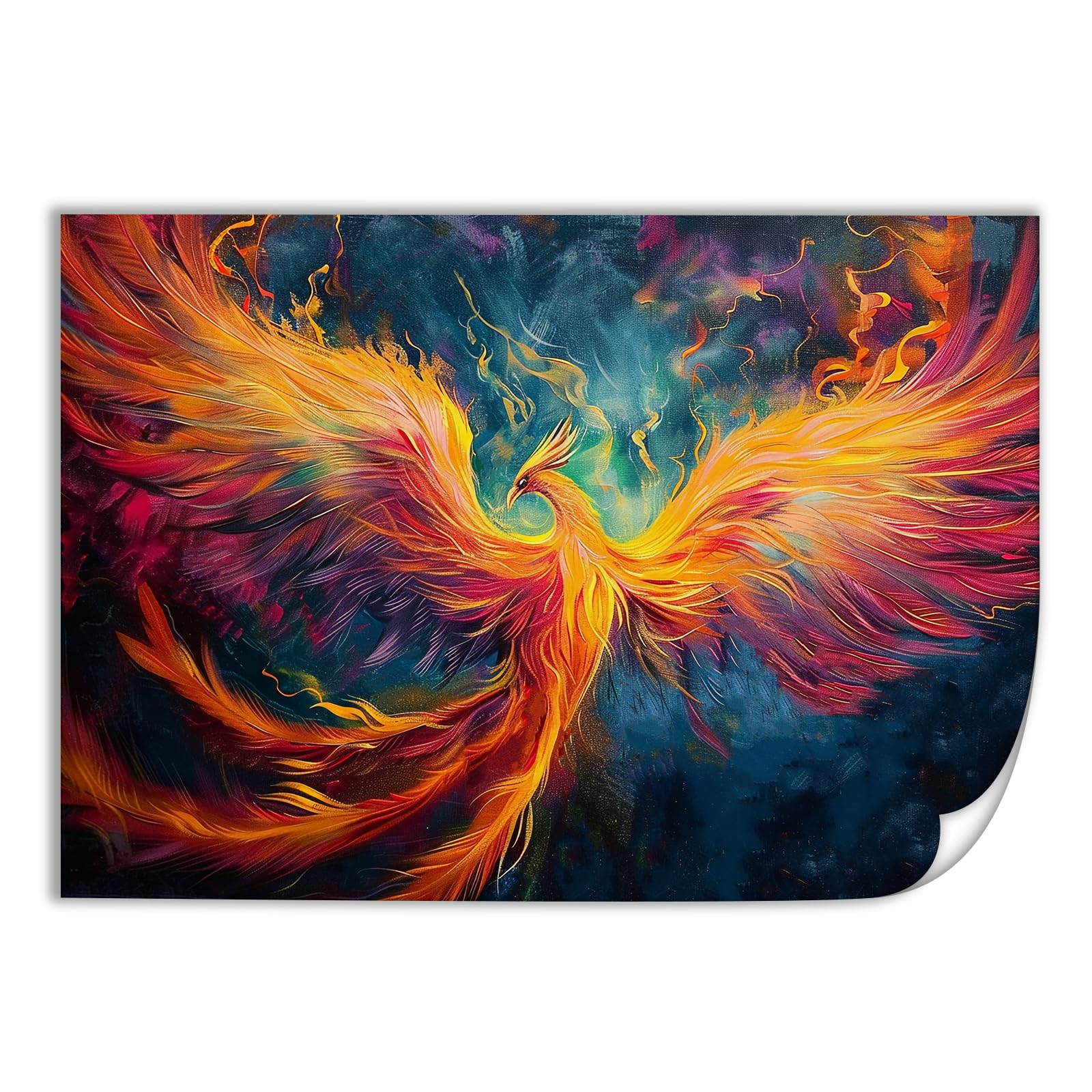 Colorful Rebirth Majestic Flamebird Phoenix Rising Wall Art for Bedroom Living Room Decor Mens Women 12x18inch